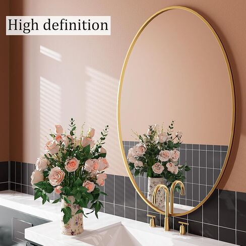 AUYHM Oval Mirrors,Oval Bathroom Mirrors,24x36 Gold Mirror for Bathroom,espejos decorativos de pared,Bathroom Mirrors for Over Sink(Gold) in Saudi Arabia