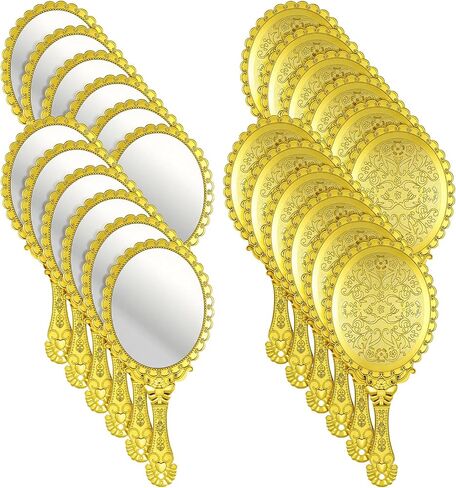 12 Pcs Vintage Handheld Mirror, Small Gold Vintage Handheld Mirror, Oval Embossed Flower Portable Princess Mirrors for Women Girls Princess Party Favors Travel Vanity Grooming & Gifts in Saudi Arabia