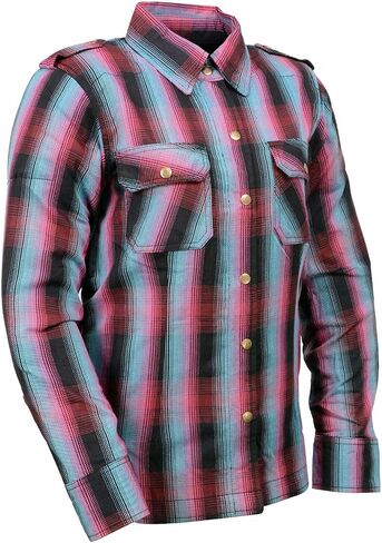 Milwaukee Leather MPL2603 Women’s Plaid Flannel Biker Shirt with CE Approved Armor - Reinforced w/Aramid Fiber in Kuwait