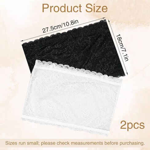 Lace Tube Top, 2Pcs Strapless Lace Bandeau, Seamless Bralette (Small Size) | Strapless Lace Bandeau Seamless Low Neckline Cleavage Cover in Saudi Arabia