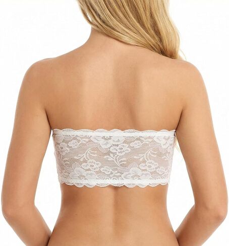 Lace Tube Top, 2Pcs Strapless Lace Bandeau, Seamless Bralette (Small Size) | Strapless Lace Bandeau Seamless Low Neckline Cleavage Cover in Saudi Arabia