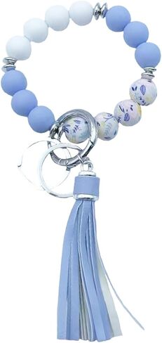 Unpafcxddyig Bracelet Keychain Silicone Beads Wristlet Key Rings Beaded Bangle Chains for Women in Kuwait