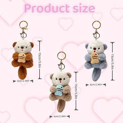 Otter Plush Keychain - Soft Stuffed Key Ring Charm for Handbags, Purses, Keys, Ideal for Women, Teens & Animal Lovers in Saudi Arabia