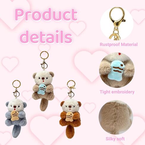 Otter Plush Keychain - Soft Stuffed Key Ring Charm for Handbags, Purses, Keys, Ideal for Women, Teens & Animal Lovers in Saudi Arabia