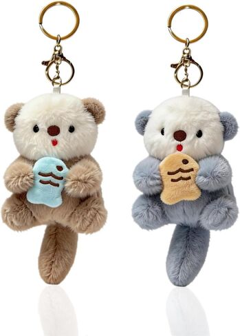 Otter Plush Keychain - Soft Stuffed Key Ring Charm for Handbags, Purses, Keys, Ideal for Women, Teens & Animal Lovers in Saudi Arabia
