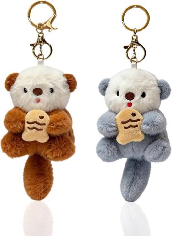 Otter Plush Keychain - Soft Stuffed Key Ring Charm for Handbags, Purses, Keys, Ideal for Women, Teens & Animal Lovers in Saudi Arabia