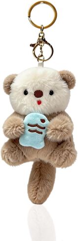 Otter Plush Keychain - Soft Stuffed Key Ring Charm for Handbags, Purses, Keys, Ideal for Women, Teens & Animal Lovers in Saudi Arabia