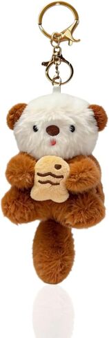 Otter Plush Keychain - Soft Stuffed Key Ring Charm for Handbags, Purses, Keys, Ideal for Women, Teens & Animal Lovers in Saudi Arabia