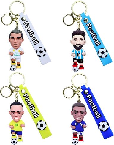 World Cup Keychain, 3.2 Inch PVC Soccer Figure Key Ring Set, Official Fan Collectible Gift for Keys Backpack Purse in Kuwait