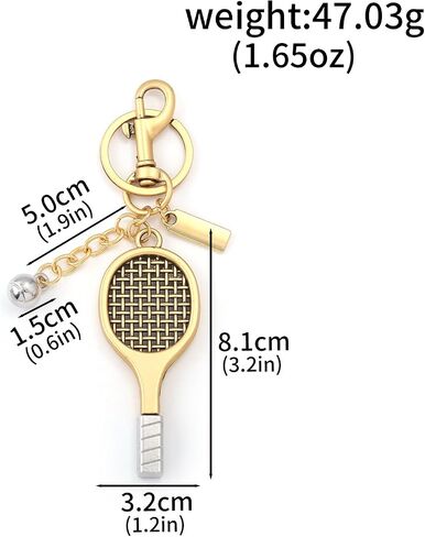 FunBoat Tennis Racket Keychain for Women Men, Gold Tennis Keychain Bag Charm, Racket Pendant Key Chain with Ball Charm, Cute Tennis Coach Player Gift for Purse, Backpack, Gym Bag Accessories in Saudi Arabia