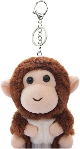 Cute Monkey Plush Keychain for Backpack, 4" Inch Monkey Bag Charms, Key Chain Accessories for Women Cat Gift in Saudi Arabia