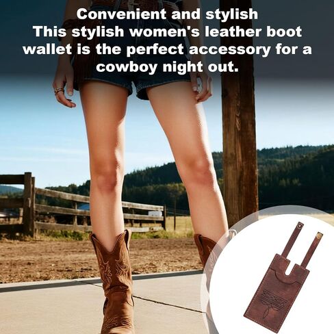 Lyreh 2pcs Western Boot Wallet with Strap, Fashion Cowboy Cowgirl Insert Leather Boot Wallet with Keyring Accessories for Women Credit Card Holder in Saudi Arabia