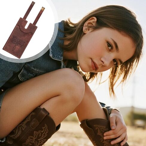 Lyreh 2pcs Western Boot Wallet with Strap, Fashion Cowboy Cowgirl Insert Leather Boot Wallet with Keyring Accessories for Women Credit Card Holder in Saudi Arabia