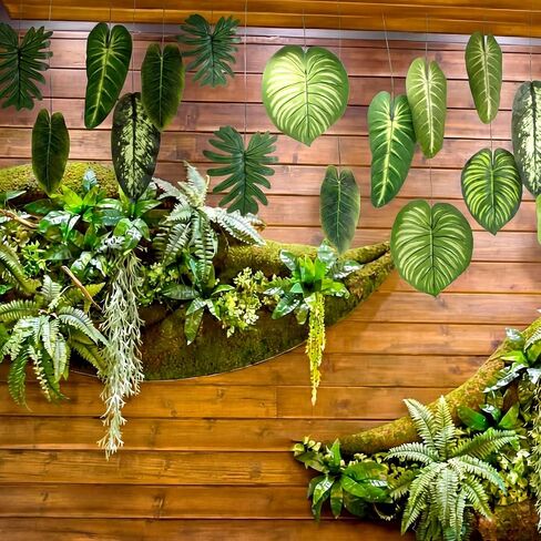 24 Pcs Artificial Palm Leaves 17 Inch Large Tropical Jungle Party Decorations 2026 Vbs Rainforest Decoration Hanging Ceiling Ornaments for Hawaiian Luau Party Summer Indoor Outdoor in Saudi Arabia