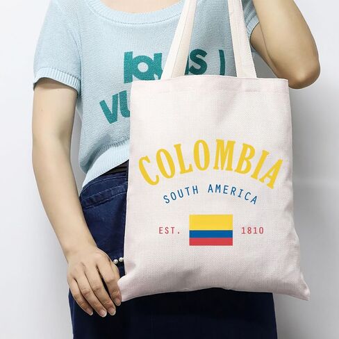 JXGZSO Funny Colombian Flag Tote Bag Colombia South America Est 1810 Tote Bag Colombiana gift Souvenir Flag Merch in Kuwait