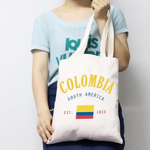 JXGZSO Funny Colombian Flag Tote Bag Colombia South America Est 1810 Tote Bag Colombiana gift Souvenir Flag Merch in Kuwait