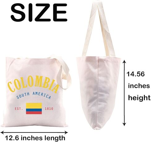 JXGZSO Funny Colombian Flag Tote Bag Colombia South America Est 1810 Tote Bag Colombiana gift Souvenir Flag Merch in Kuwait