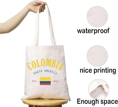 JXGZSO Funny Colombian Flag Tote Bag Colombia South America Est 1810 Tote Bag Colombiana gift Souvenir Flag Merch in Kuwait