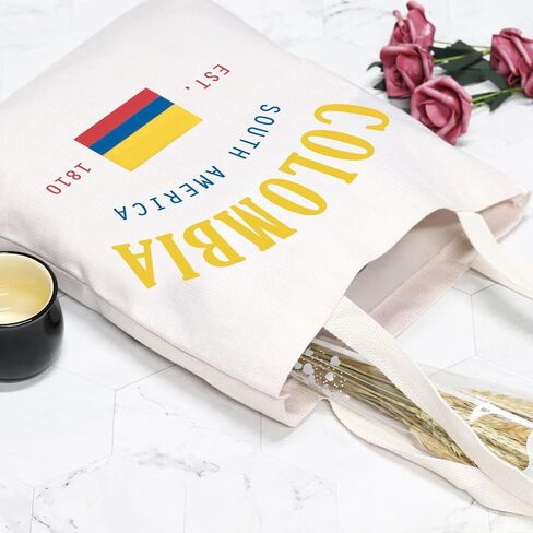 JXGZSO Funny Colombian Flag Tote Bag Colombia South America Est 1810 Tote Bag Colombiana gift Souvenir Flag Merch in Kuwait