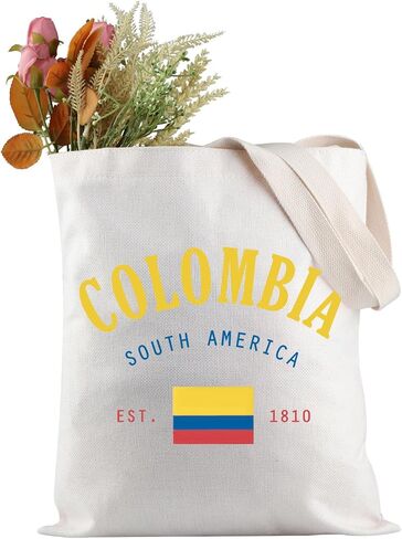 JXGZSO Funny Colombian Flag Tote Bag Colombia South America Est 1810 Tote Bag Colombiana gift Souvenir Flag Merch in Kuwait