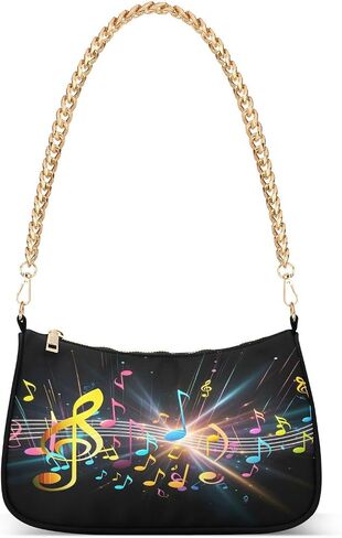 Shoulder Bags for Women Music Notes Piano Hobo Tote Handbag Small Clutch Purse with Zipper Closure in Kuwait