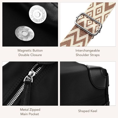 FGZ Womens Nylon Tote Bag,Lightweight Satchel Handbag with Zipper and Shoulder Strap,Top Handle Purse for Daily Use in Saudi Arabia