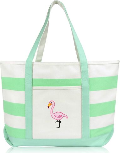 DALIX Flamingo Striped Canvas Tote Bag Premium Cotton in Kuwait