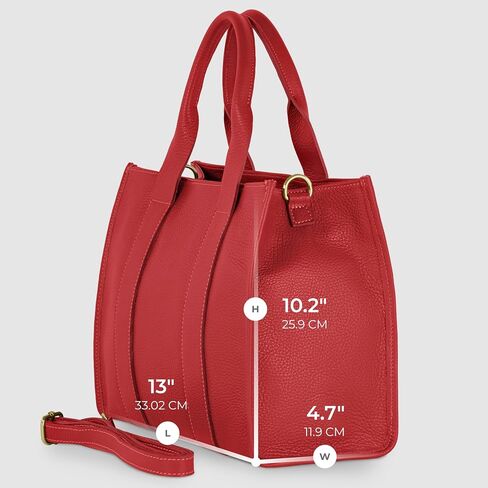 Italian Genuine Calf Leather Tote Bag for Women with Zip-Top & Adjustable Strap | Medium Structured Designer Purse in Saudi Arabia