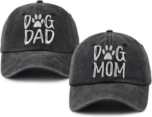 Xpayzere 2 PCS Dog Mom and Dog Dad Hat for Women Men, Adjustable Cotton Embroidered Baseball Cap in Saudi Arabia