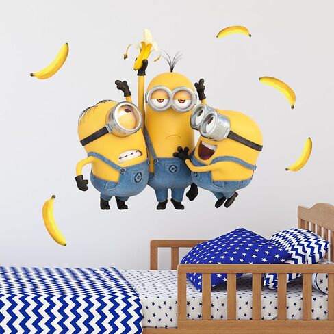 Despicable Me Minions Wall Decals - Bob, Kevin, Stuart Bananas Vinyl Wall Stickers Bedroom Decorations - Peel and Stick Room Decor in Kuwait