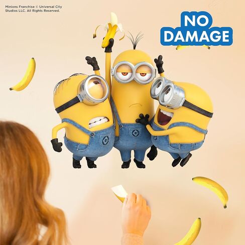 Despicable Me Minions Wall Decals - Bob, Kevin, Stuart Bananas Vinyl Wall Stickers Bedroom Decorations - Peel and Stick Room Decor in Kuwait