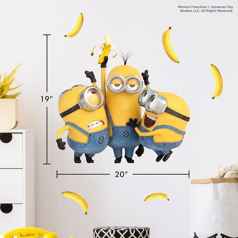 Despicable Me Minions Wall Decals - Bob, Kevin, Stuart Bananas Vinyl Wall Stickers Bedroom Decorations - Peel and Stick Room Decor in Kuwait