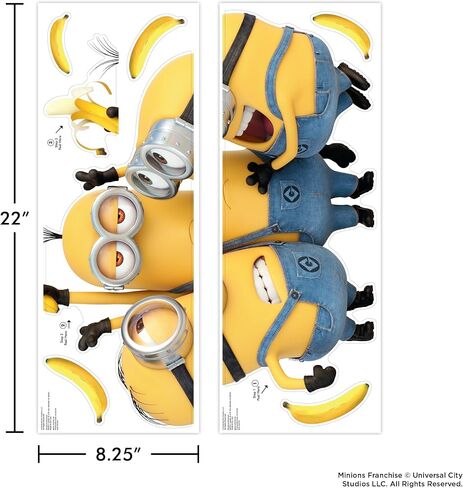 Despicable Me Minions Wall Decals - Bob, Kevin, Stuart Bananas Vinyl Wall Stickers Bedroom Decorations - Peel and Stick Room Decor in Kuwait
