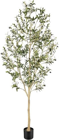 Realead Faux Olive Tree 7ft - Realistic Olive Trees Artificial Indoor with Natural Trunk and Realistic Leaves- Tall 7 Feet Fake Olive Tree for Home Office Décor in Saudi Arabia
