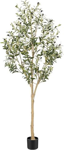 Realead Faux Olive Tree 7ft - Realistic Olive Trees Artificial Indoor with Natural Trunk and Realistic Leaves- Tall 7 Feet Fake Olive Tree for Home Office Décor in Saudi Arabia