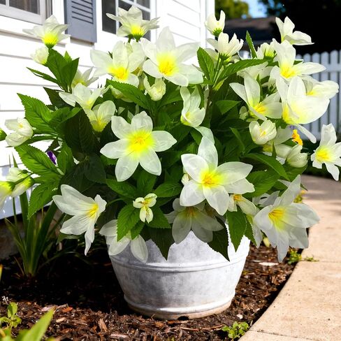 4 Large Bundles Artificial Faux Outdoor Flowers Plants , 17.8" Realistic Fake Azalea Fake Plants UV Resistant Spring Summer Decor, Faux Silk Flowers Outdoor Plants No Fade for Porch Garden Window Box in Kuwait