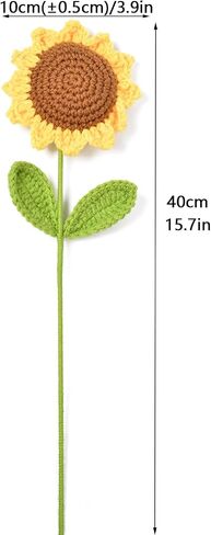 Crochet Flowers 6 Pcs, Crocheted Flowers Sunflower, Artificial Flowers for Decoration, Handmade Flowers Forever Flowers, Crochet Flowers Bouquet, for Home Decor Indoor in Kuwait
