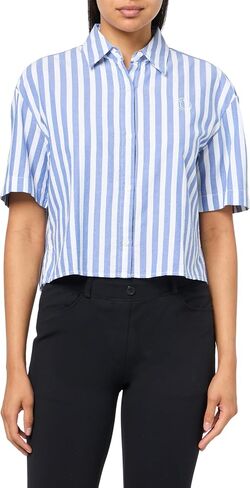 HUGO Women's Cropped Button Down Short Sleeve Shirt in Kuwait