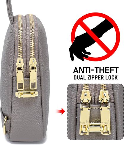 INICAT Genuine Leather Small Sling Bag Anti Theft Crossbody Bags Travel Purses for Woman(Grey in Saudi Arabia