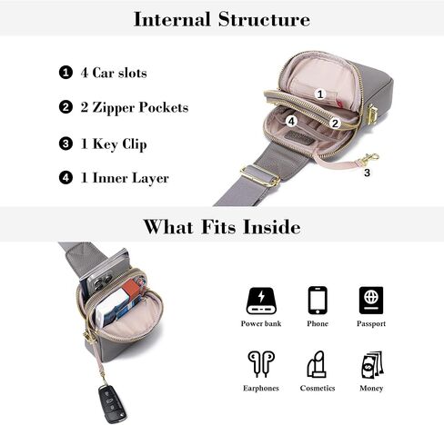 INICAT Genuine Leather Small Sling Bag Anti Theft Crossbody Bags Travel Purses for Woman(Grey in Saudi Arabia