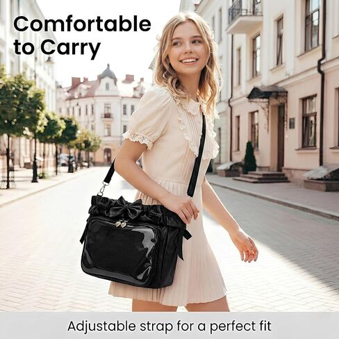 Kawaii Ita Bag Crossbody with Insert & Bow, PU Leather Tote Pin Display Bag for Teen Girls & Women, Lolita Ruffle Shoulder Messenger Itabag for Anime Comic-Con(NO Pins&Plushes) in Saudi Arabia