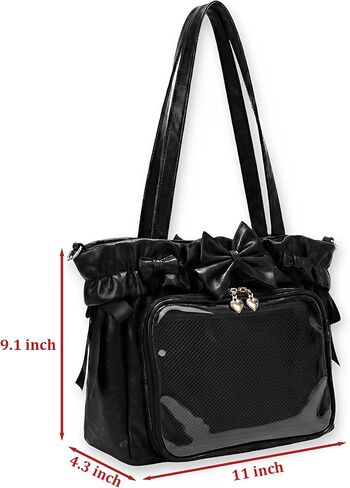 Kawaii Ita Bag Crossbody with Insert & Bow, PU Leather Tote Pin Display Bag for Teen Girls & Women, Lolita Ruffle Shoulder Messenger Itabag for Anime Comic-Con(NO Pins&Plushes) in Saudi Arabia