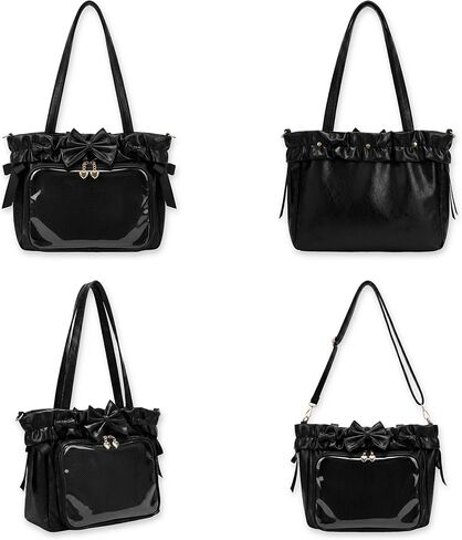 Kawaii Ita Bag Crossbody with Insert & Bow, PU Leather Tote Pin Display Bag for Teen Girls & Women, Lolita Ruffle Shoulder Messenger Itabag for Anime Comic-Con(NO Pins&Plushes) in Saudi Arabia
