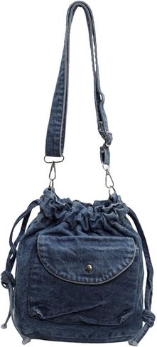 Denim Crossbody Bag Small Drawstring Phone Bag Casual Bucket Purse Shoulder Messenger Bag in Kuwait