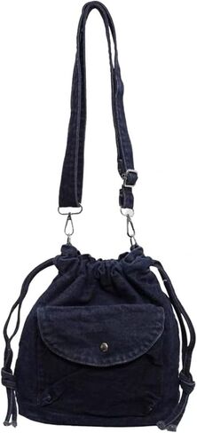 Denim Crossbody Bag Small Drawstring Phone Bag Casual Bucket Purse Shoulder Messenger Bag in Kuwait