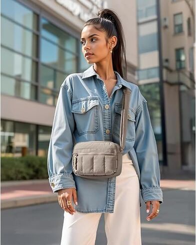 Cross Body Purse, Mini Crossbody Bags for Women Travel Purse, Puffy Shoulder Handbag Wallet with RFID Blocking Slots in Kuwait