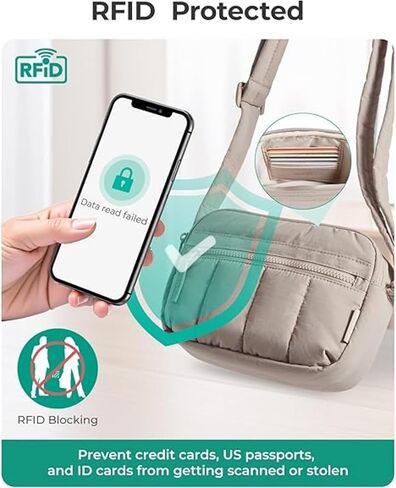 Cross Body Purse, Mini Crossbody Bags for Women Travel Purse, Puffy Shoulder Handbag Wallet with RFID Blocking Slots in Kuwait