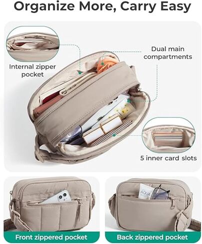 Cross Body Purse, Mini Crossbody Bags for Women Travel Purse, Puffy Shoulder Handbag Wallet with RFID Blocking Slots in Kuwait