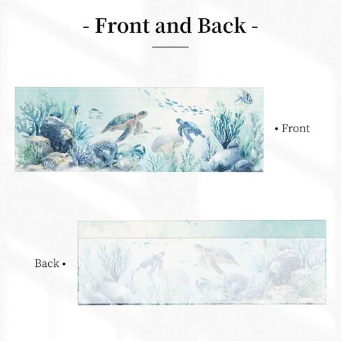 Coastal Valance for Windows - Blue Sea Turtle Valance Curtain 54"x18" Short Curtain Window Treatment for Kitchen Living Room Bathroom Bedroom in Kuwait