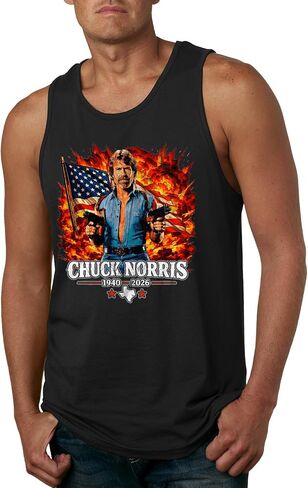 Chuck Norris 1940-2026 American Flag Texas Patriot Action Hero Memorial Tribute RIP Mens Tank Top in Kuwait